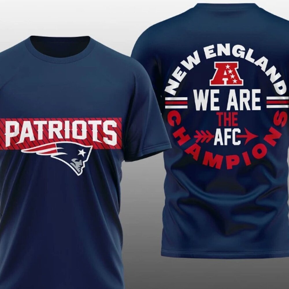 2026 Patriots We Are The AFC Champions navy color 2 side shirt